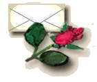 envelope with red rose